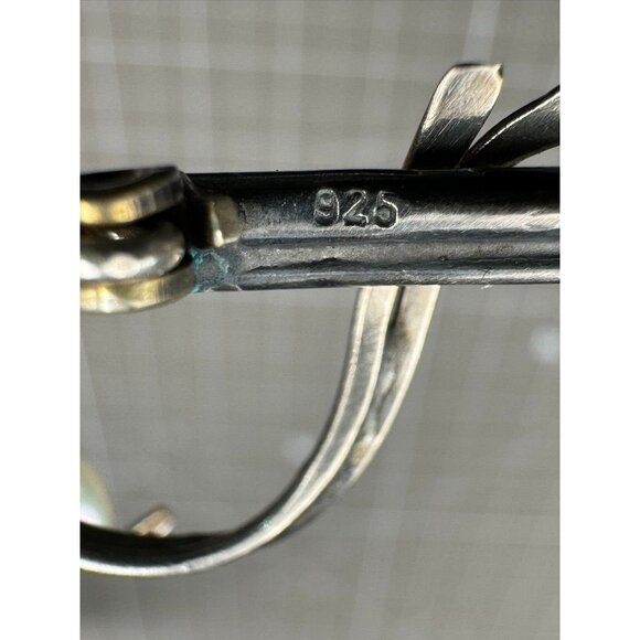 Vintage Sterling Silver Modernistic Brooch Mother Of Pearl Freshwater Pearls - Picture 5 of 5